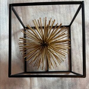 Mid-CenturyModern Gold Atomic Starburst Style Cube Centerpiece| Spiked Sphere